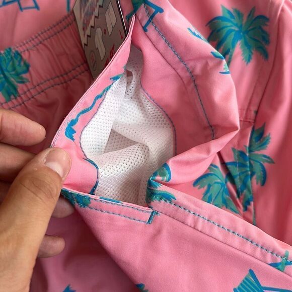 NWT Party Sharks Mens Mauve 4 Way Stretch Stamped Palm Tree Cabana Set Large‎ - Picture 10 of 10